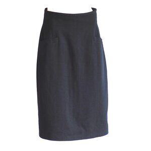 Escada By Margaretha Ley Classic Black Wool Skirt With Front Pockets - Germany